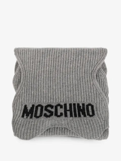 Moschino logo-intarsia ribbed scarf