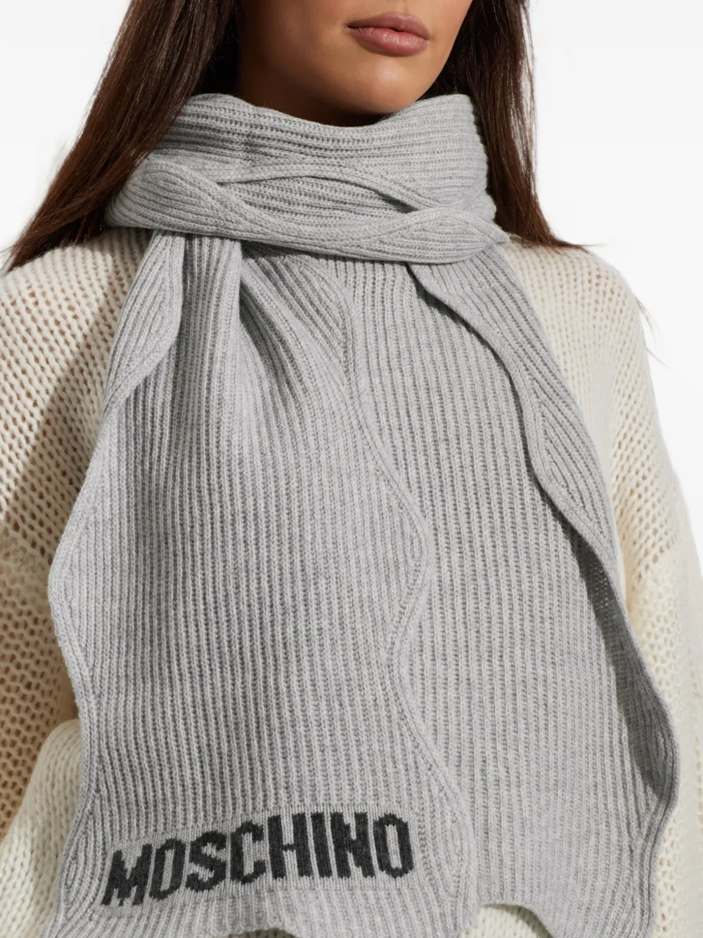 Moschino Geribbelde sjaal Grijs