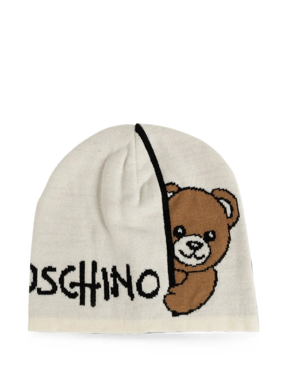 Moschino Teddy Bear logo-intarsia beanie hat - Toni neutri