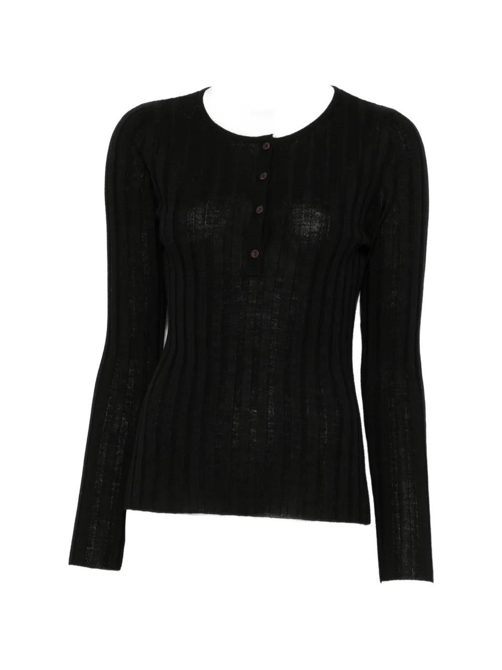 Hugenberg ribbed-knit henley sweatshirt - Schwarz