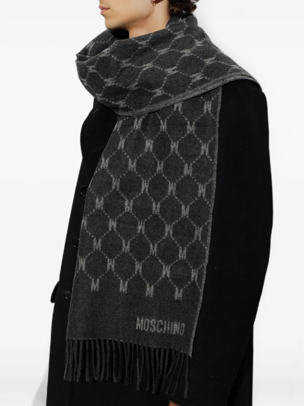 Moschino Kasjmier sjaal met monogram Zwart