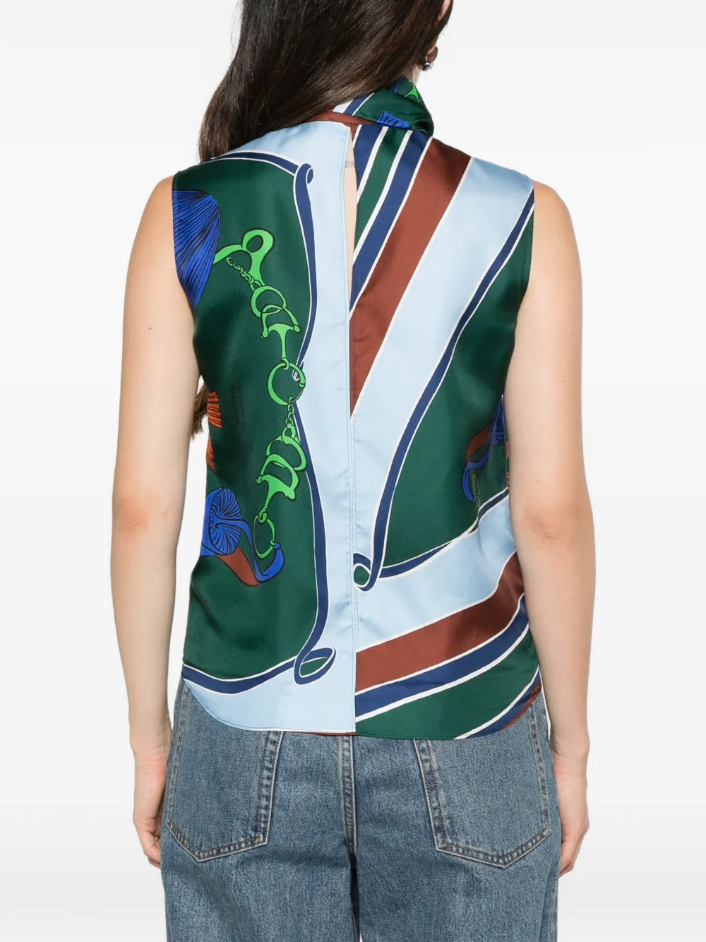 Dorothee Schumacher Blouse met strikkkraag en grafische print Groen