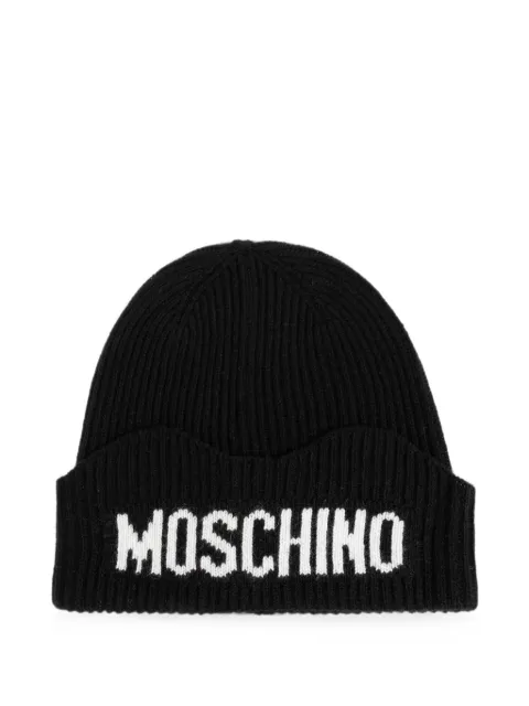 Moschino logo-intarsia ribbed beanie hat