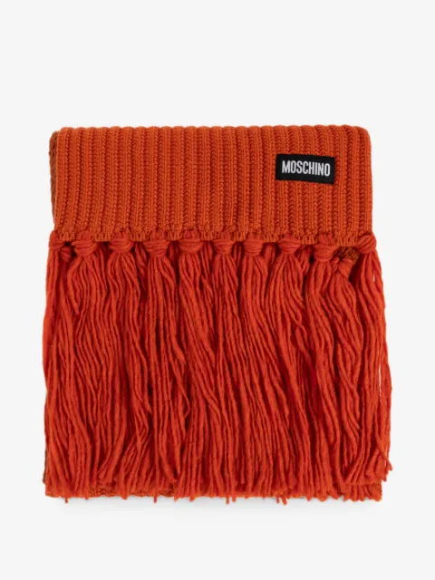 Moschino ribbed fringed scarf