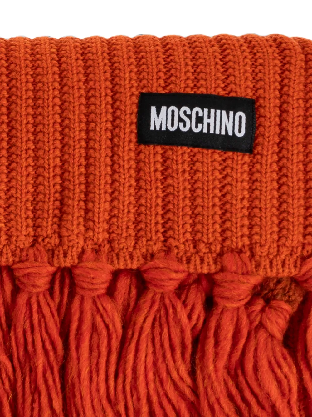 Moschino Geribbelde sjaal met franje Oranje