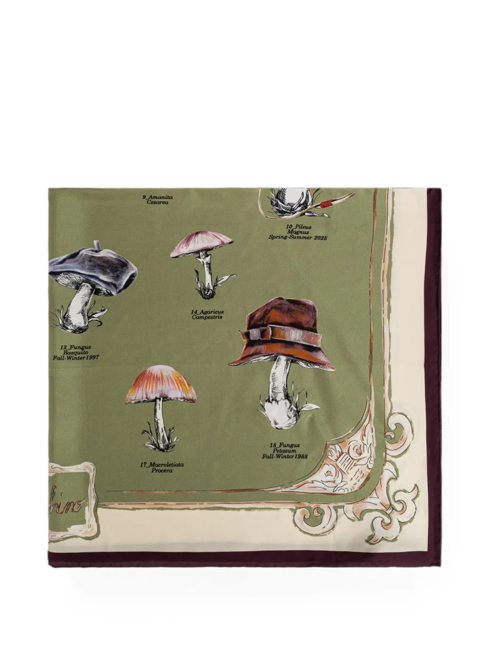 Moschino mushroom-print silk scarf - Grün