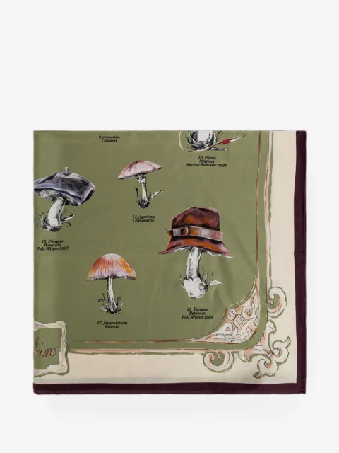 Moschino mushroom-print silk scarf
