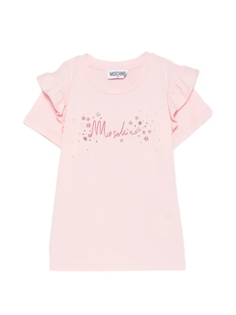 Moschino Kids ruffled-sleeve logo-print T-shirt