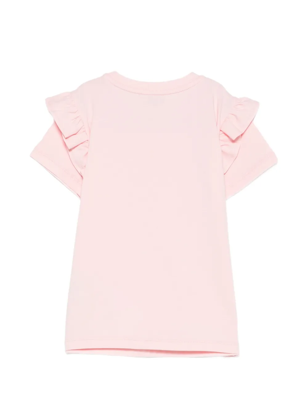 Moschino Kids T-shirt met ruchesmouwen en logo-print Roze