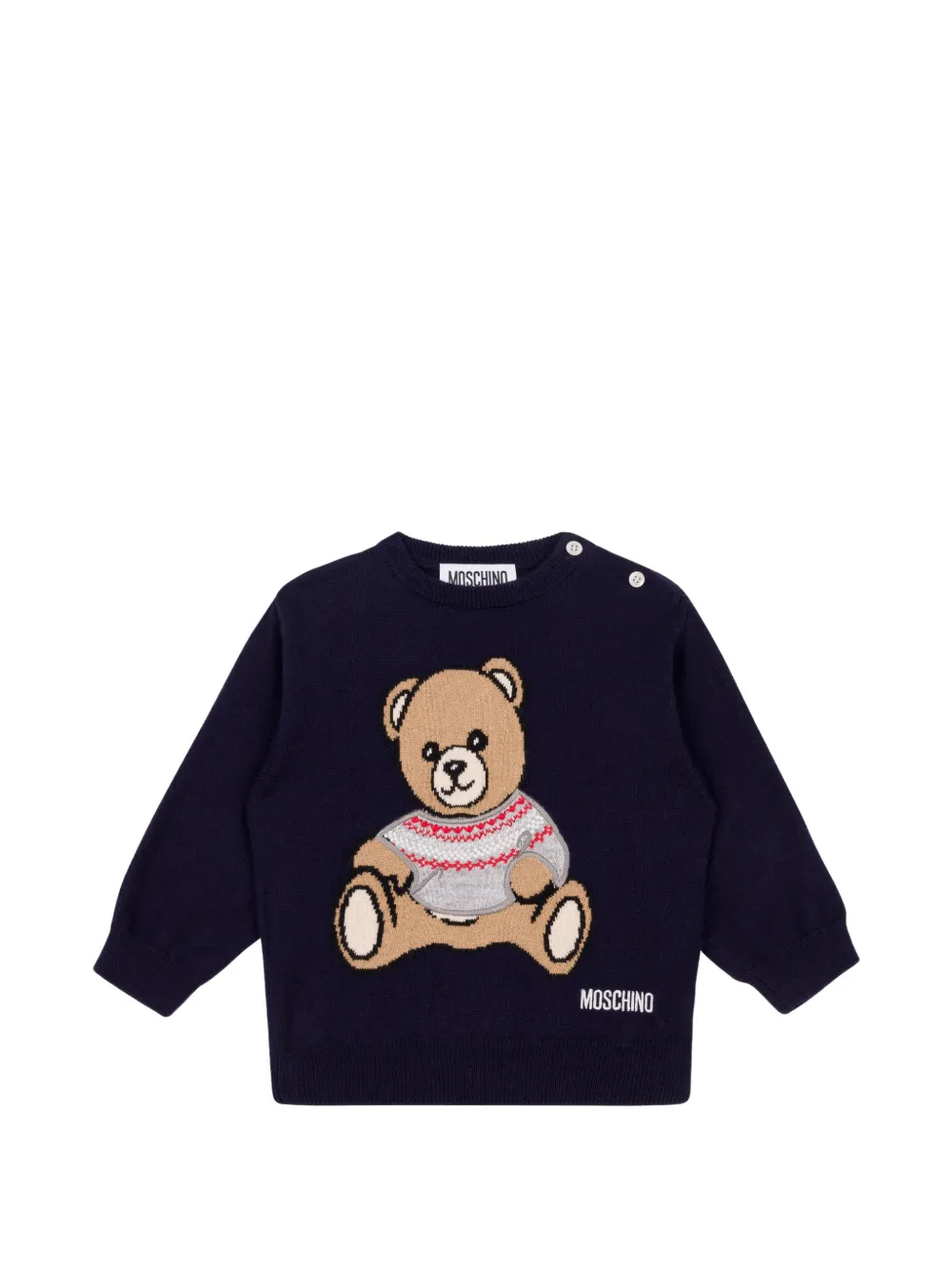 Moschino Kids Teddy Bear intarsia-knit sweater - Blu
