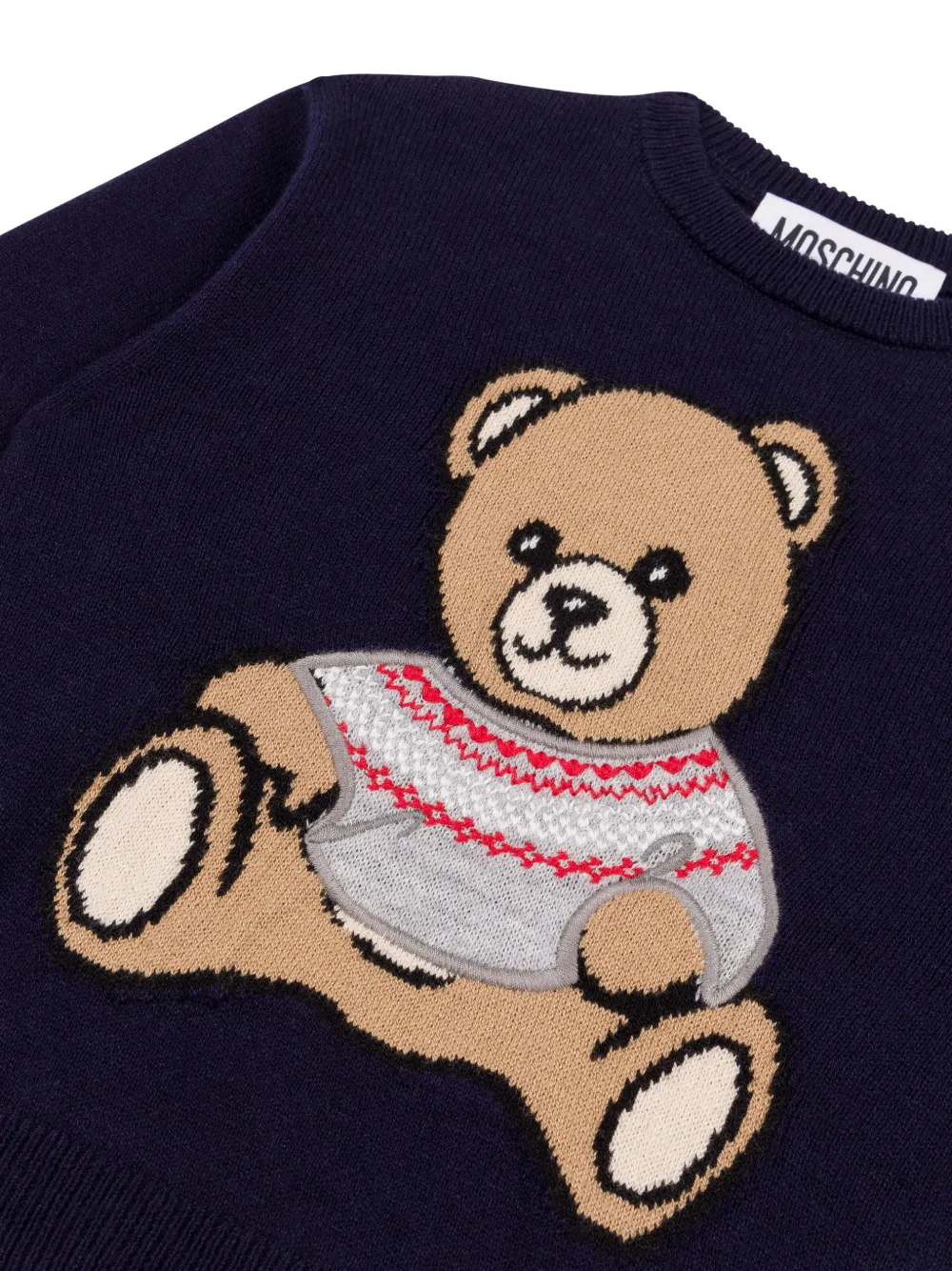 Moschino Kids Teddy Bear intarsia-knit sweater Blauw