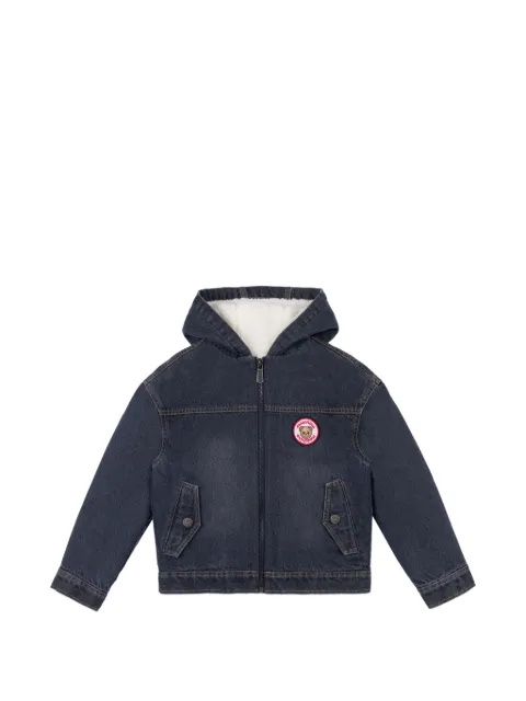 Moschino Kids Teddy Bear patch hooded denim jacket
