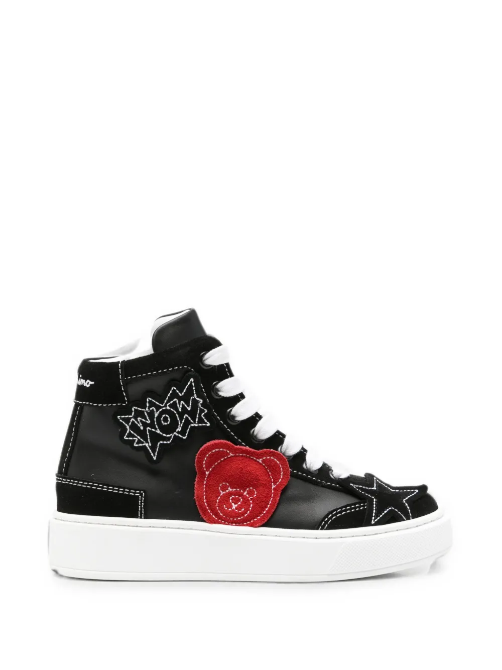 Moschino Kids Teddy Bear patch high-top sneakers - Nero