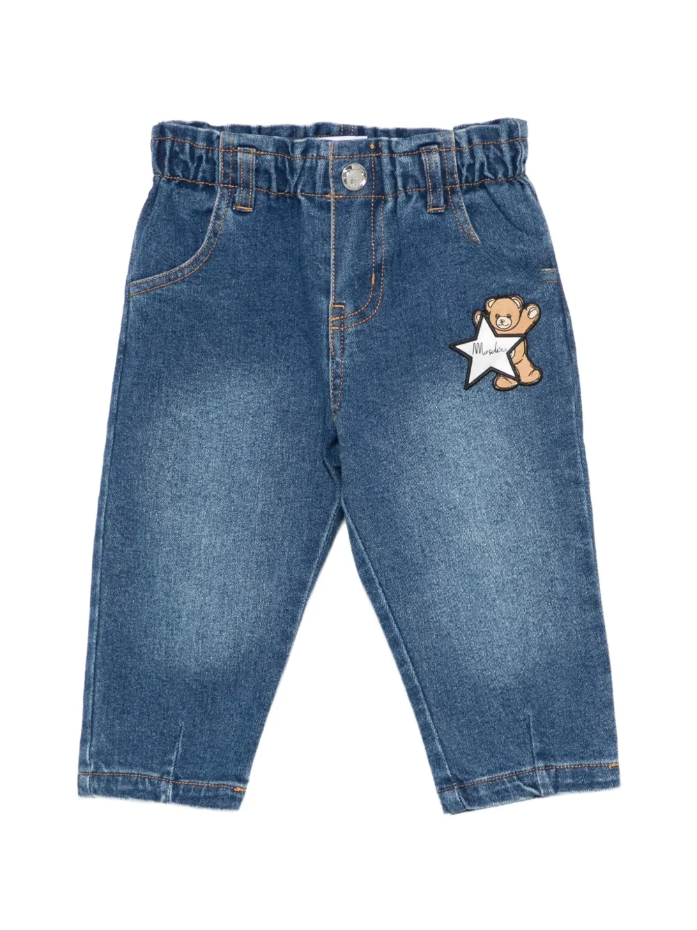 Moschino Kids elasticated-waistband jeans - Blu