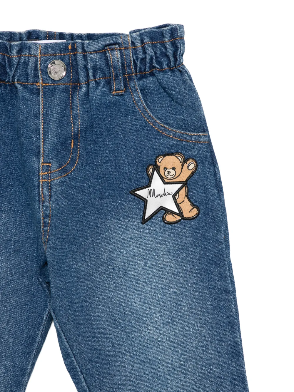 Moschino Kids Jeans met elastische tailleband Blauw