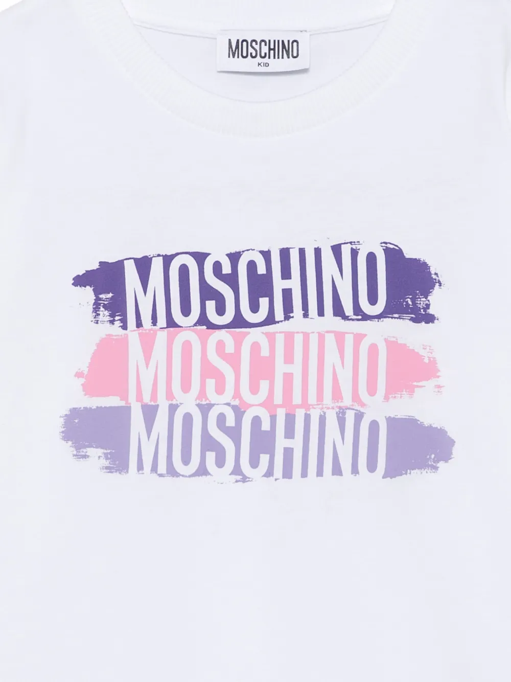 Moschino Kids Katoenen T-shirt met logoprint Wit