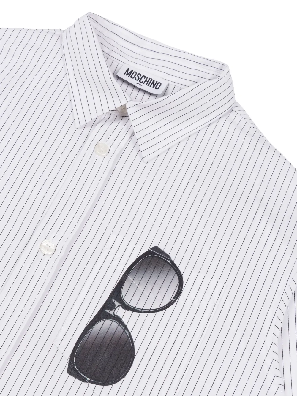 Moschino Kids stripe-print sunglasses-motif shirt Wit