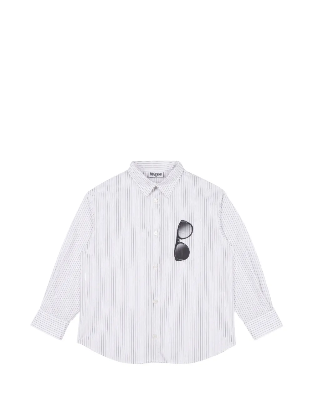 Moschino Kids stripe-print sunglasses-motif shirt Wit