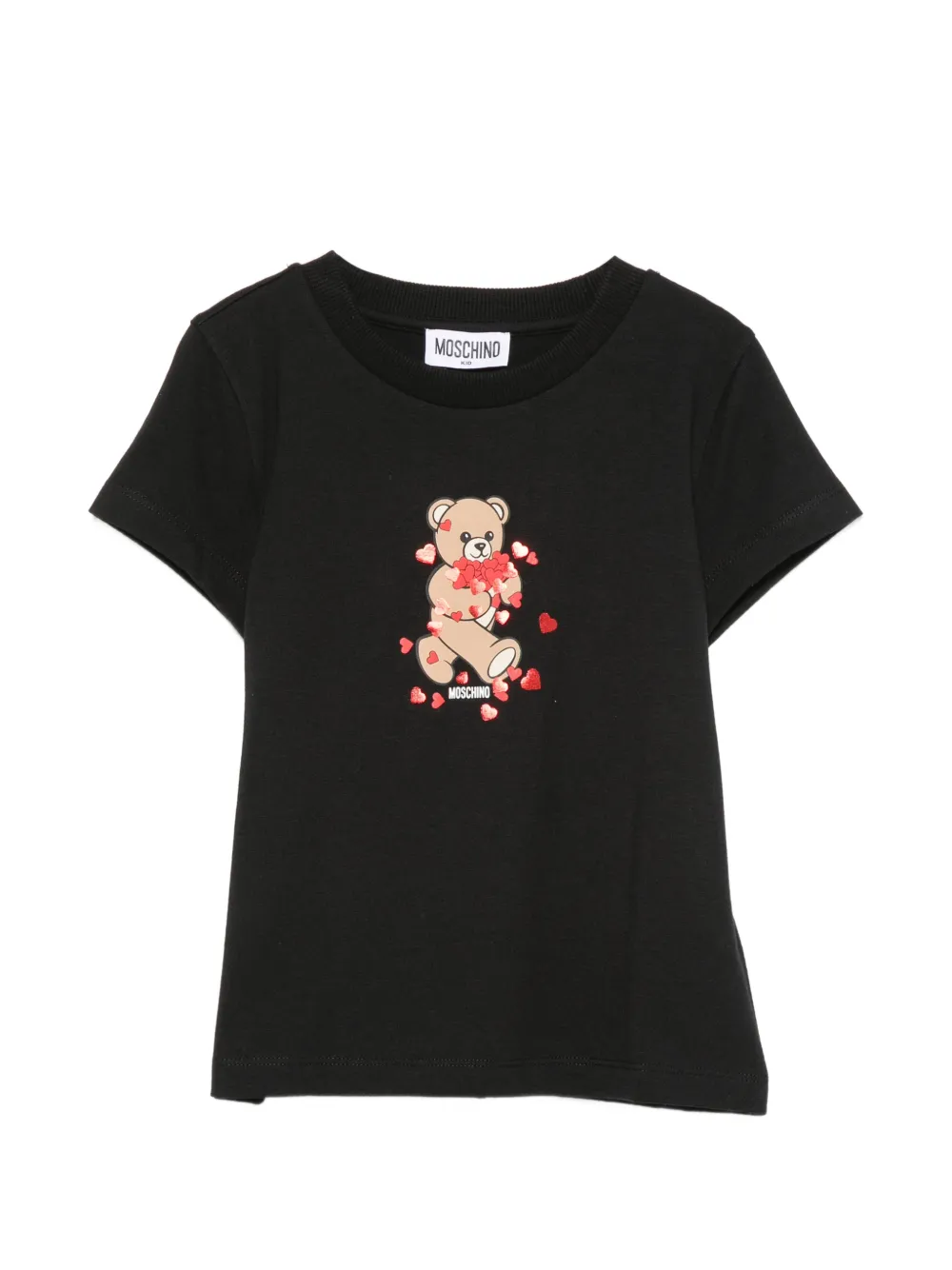 Moschino Kids Teddy Bear heart-print T-shirt - Nero