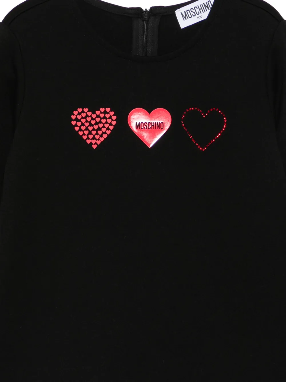 Moschino Kids Jurk met lange mouwen en hartpatroon Zwart