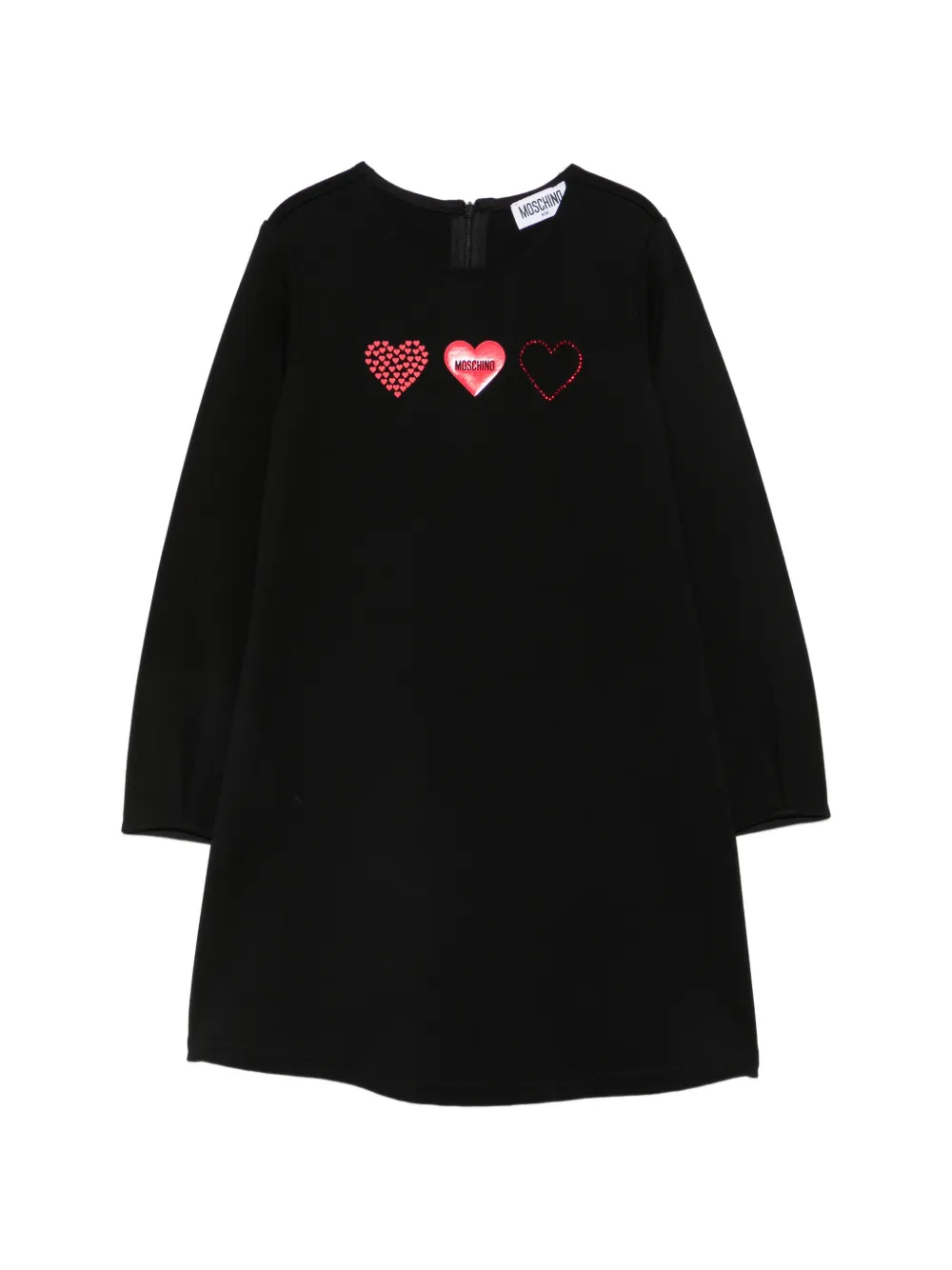 Moschino Kids heart-motif long-sleeve dress - Nero