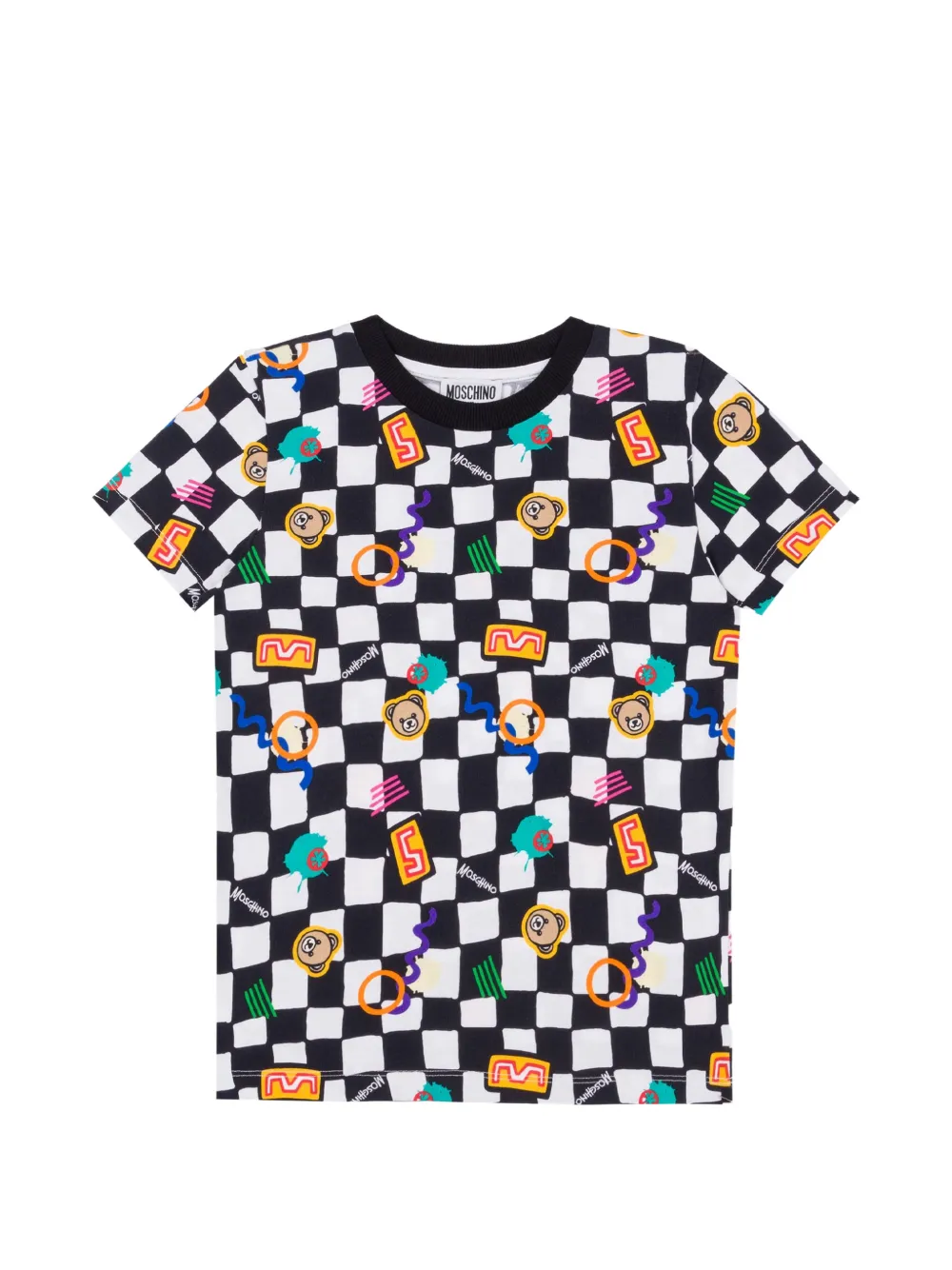 Moschino Kids T-shirt in jersey di cotone con stampa - Bianco