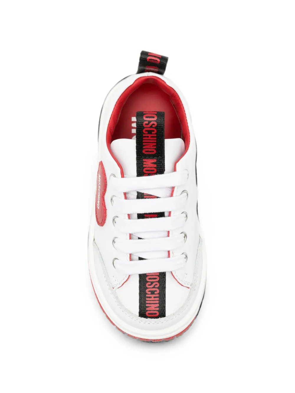 Moschino Kids Sneakers met hartpatch en logo Wit