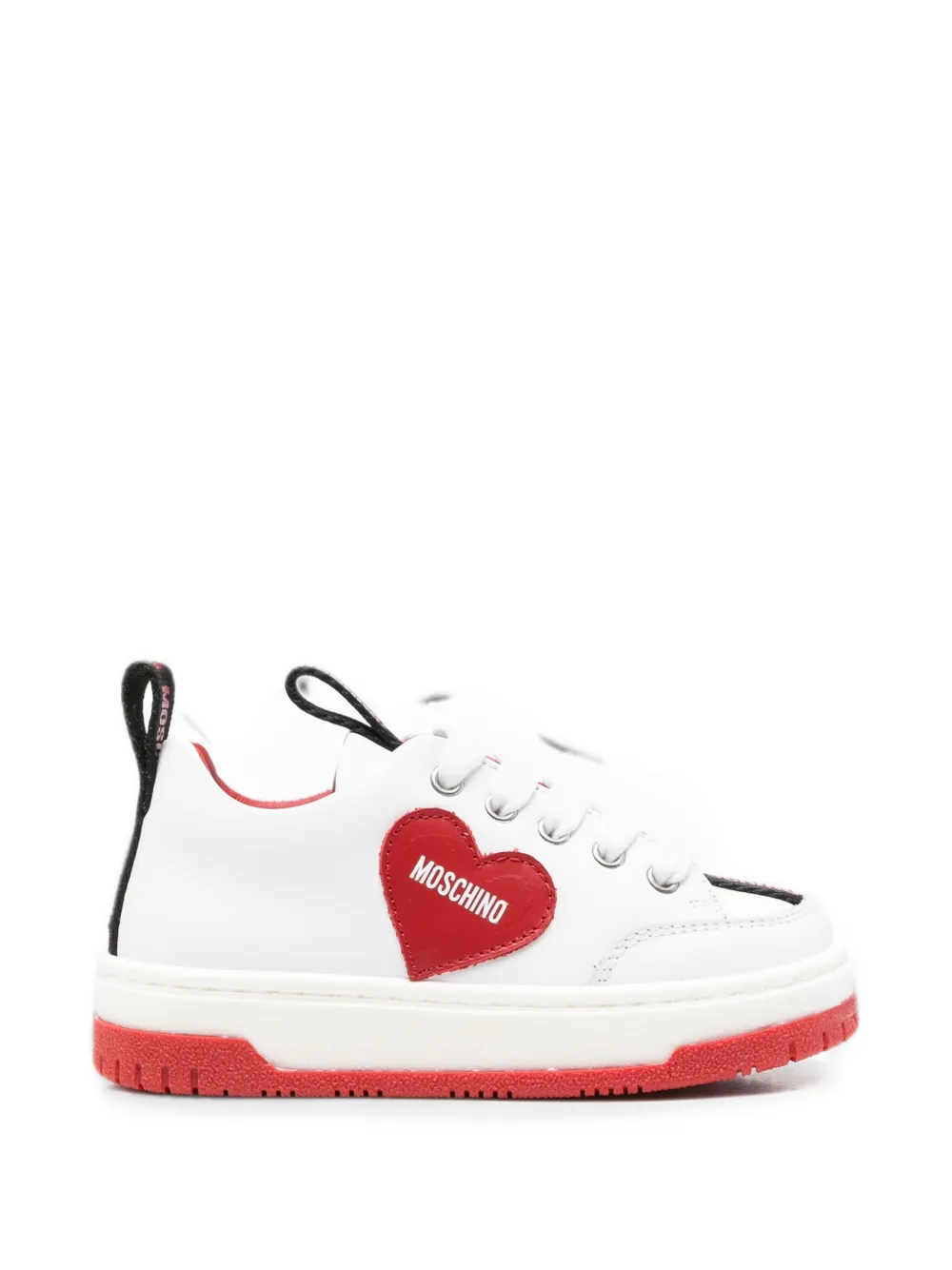 Moschino Kids heart-patch logo-pull sneakers - Bianco
