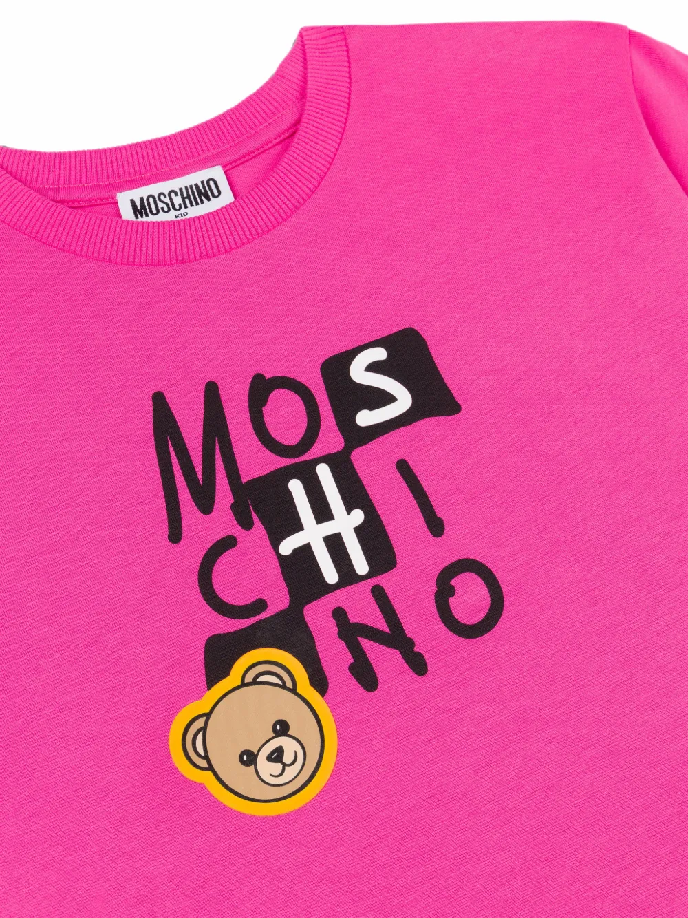 Moschino Kids Oversized jersey katoenen-T-shirt met teddybeer Roze