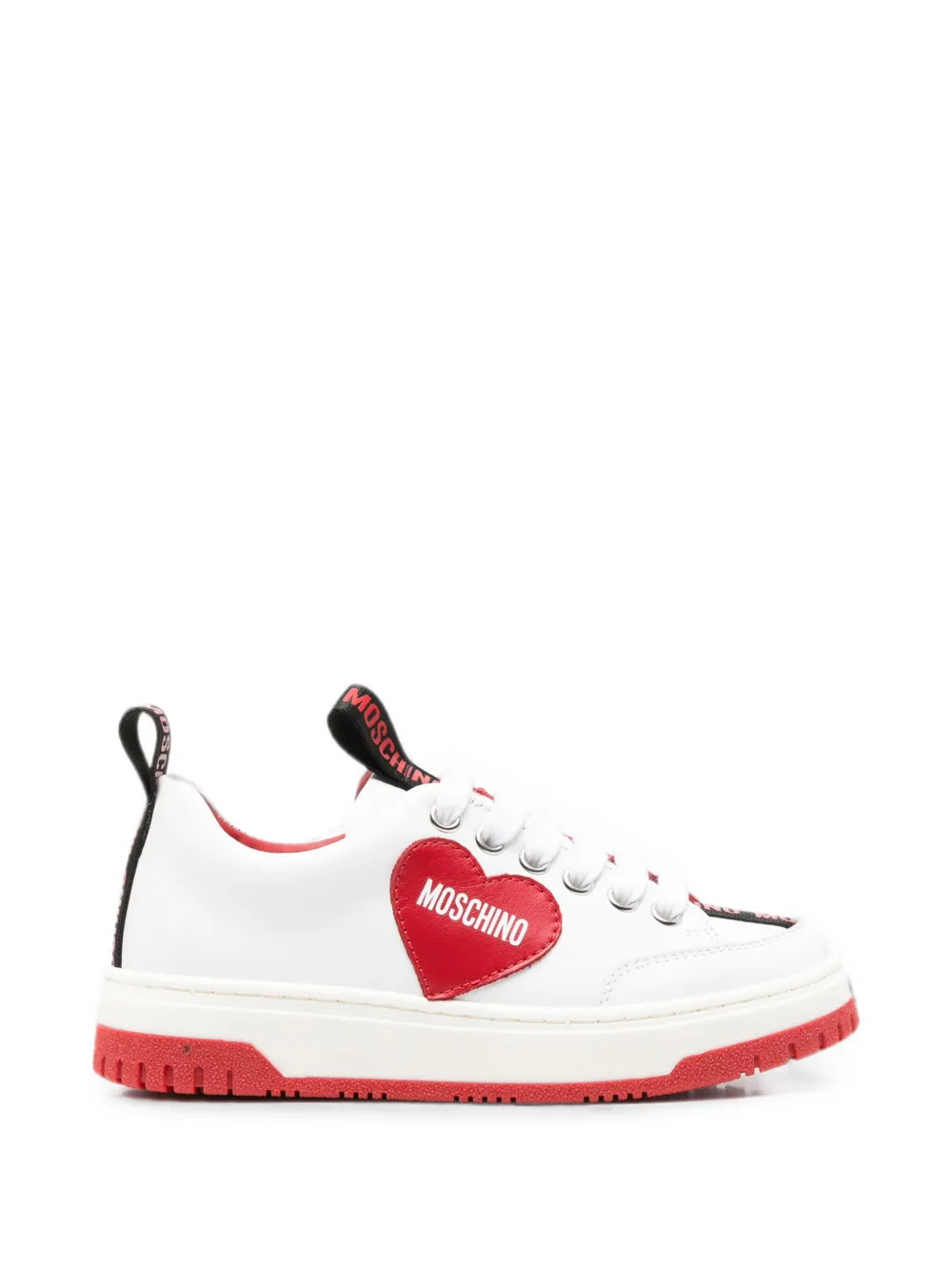 Moschino Kids heart-patch logo-pull sneakers - Bianco