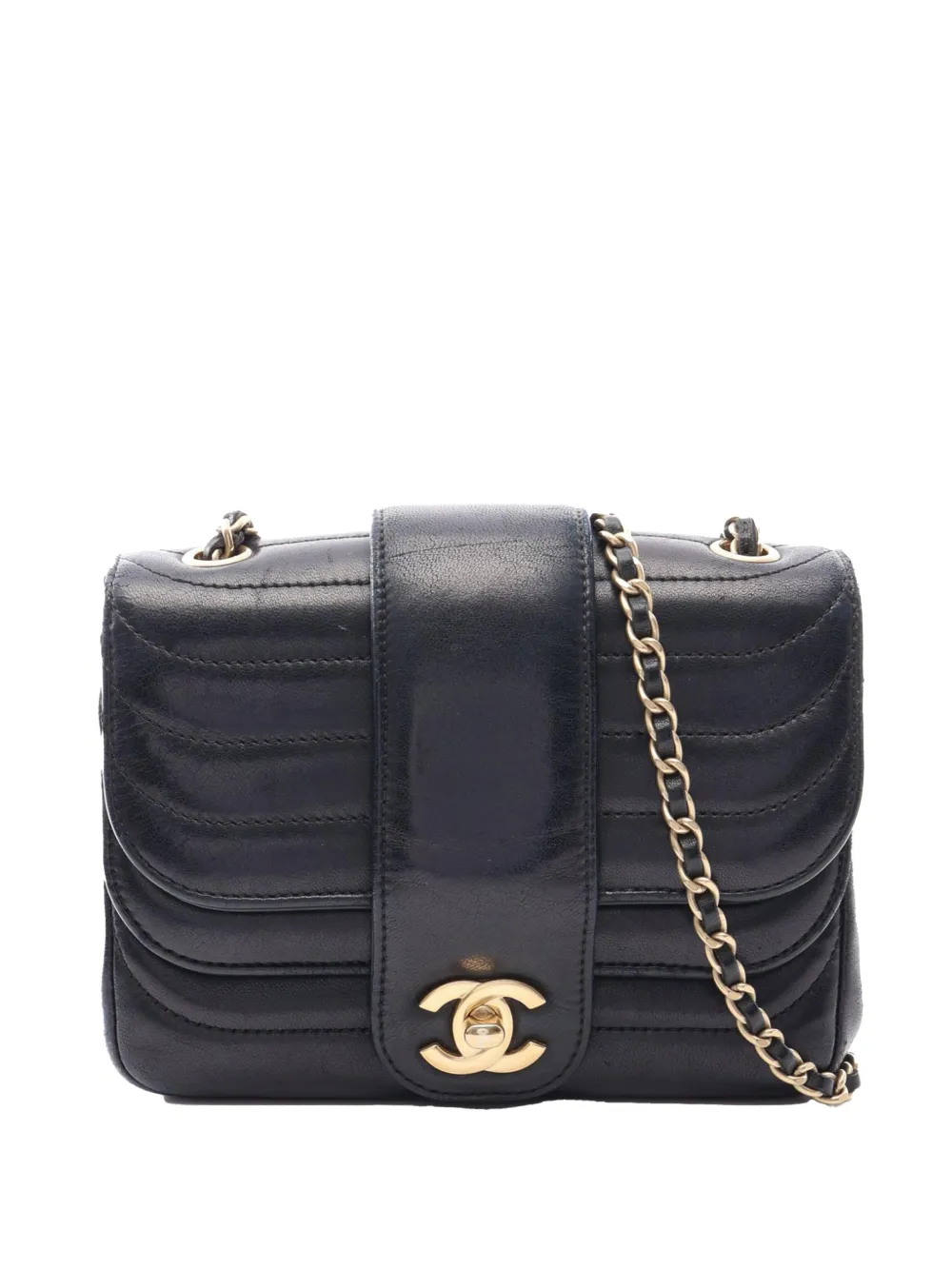CHANEL Pre-Owned 2013-2014 Mini Lambskin Horizontal Quilt Double Flap crossbody bag - Nero