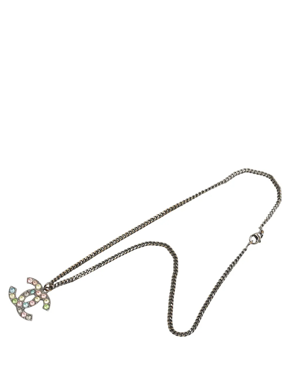 CHANEL Pre-Owned 2005 CC Brass Strass Pendant Necklace costume necklace - Argento