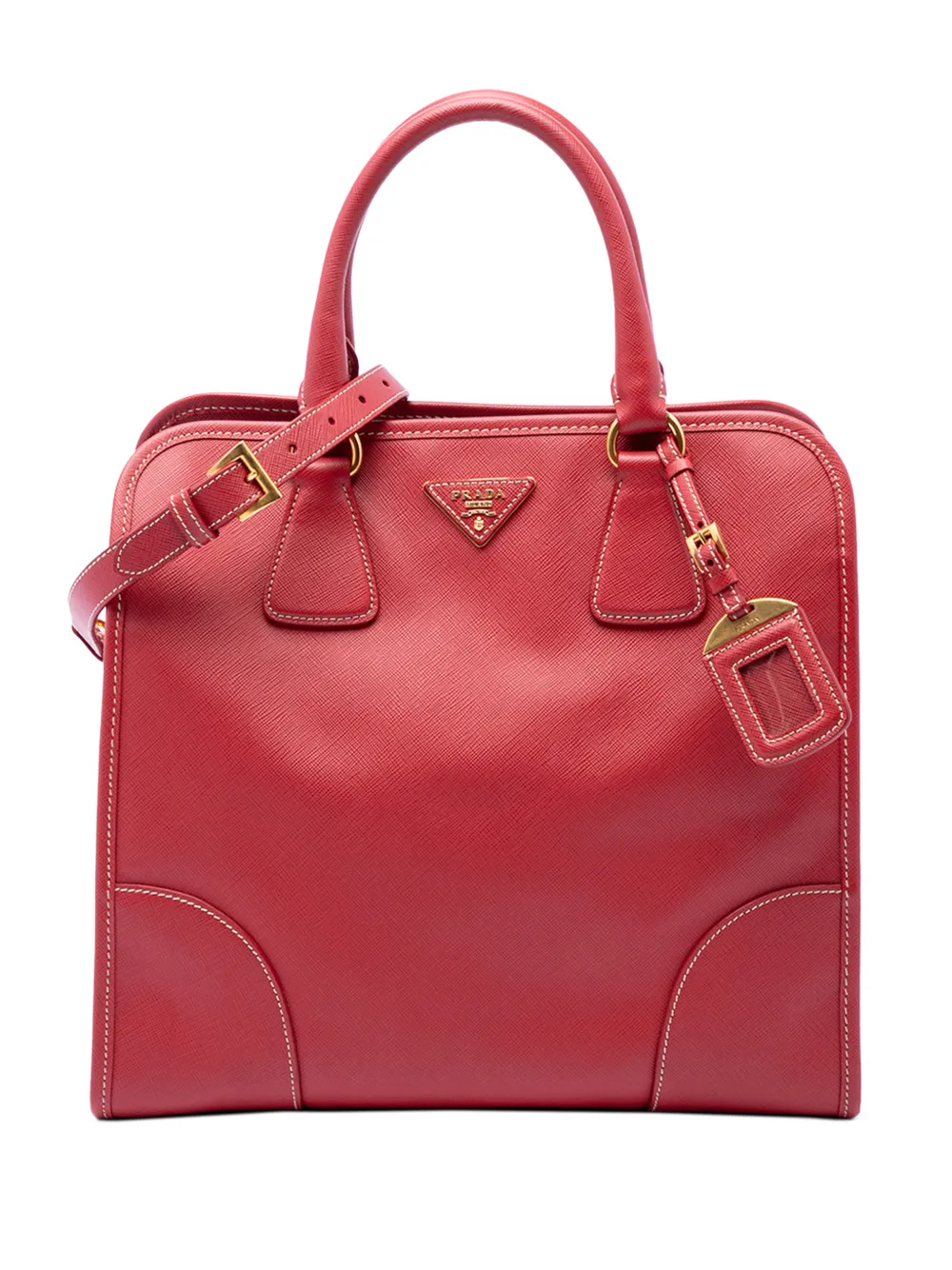 Prada Pre-Owned 2010-2026 Saffiano Lux Shopping Tote satchel - Rot