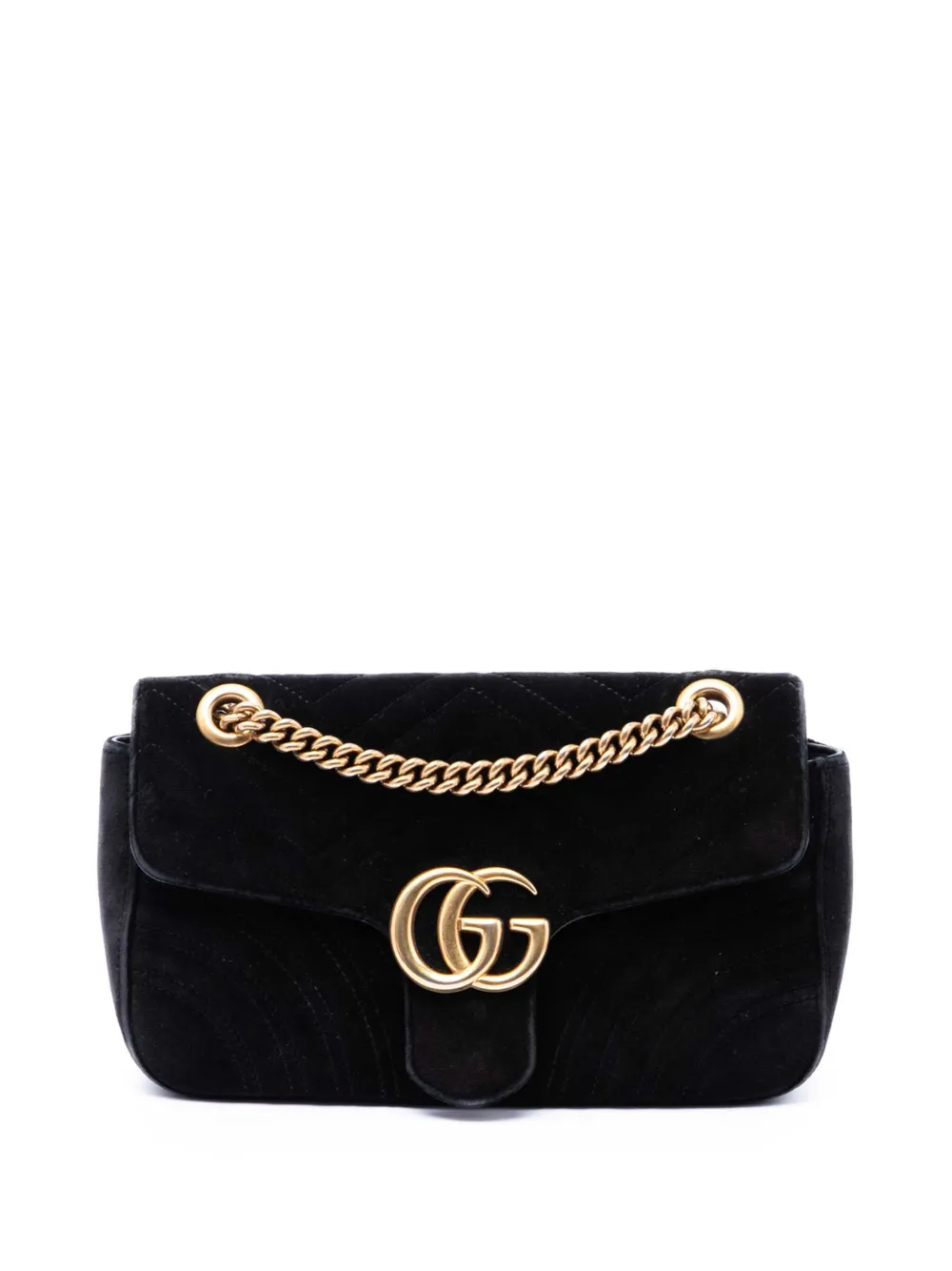Gucci Pre-Owned 2016-2026 Medium GG Marmont Matelasse Velvet shoulder bag - Nero