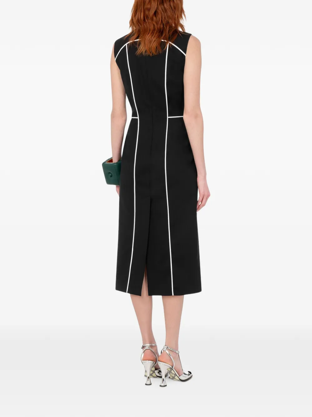 Moschino Mouwloze midi-jurk met afwerking Zwart