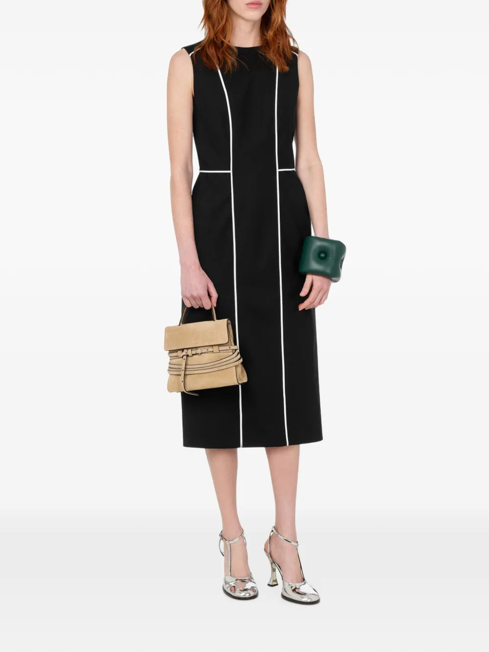 Moschino Mouwloze midi-jurk met afwerking Zwart