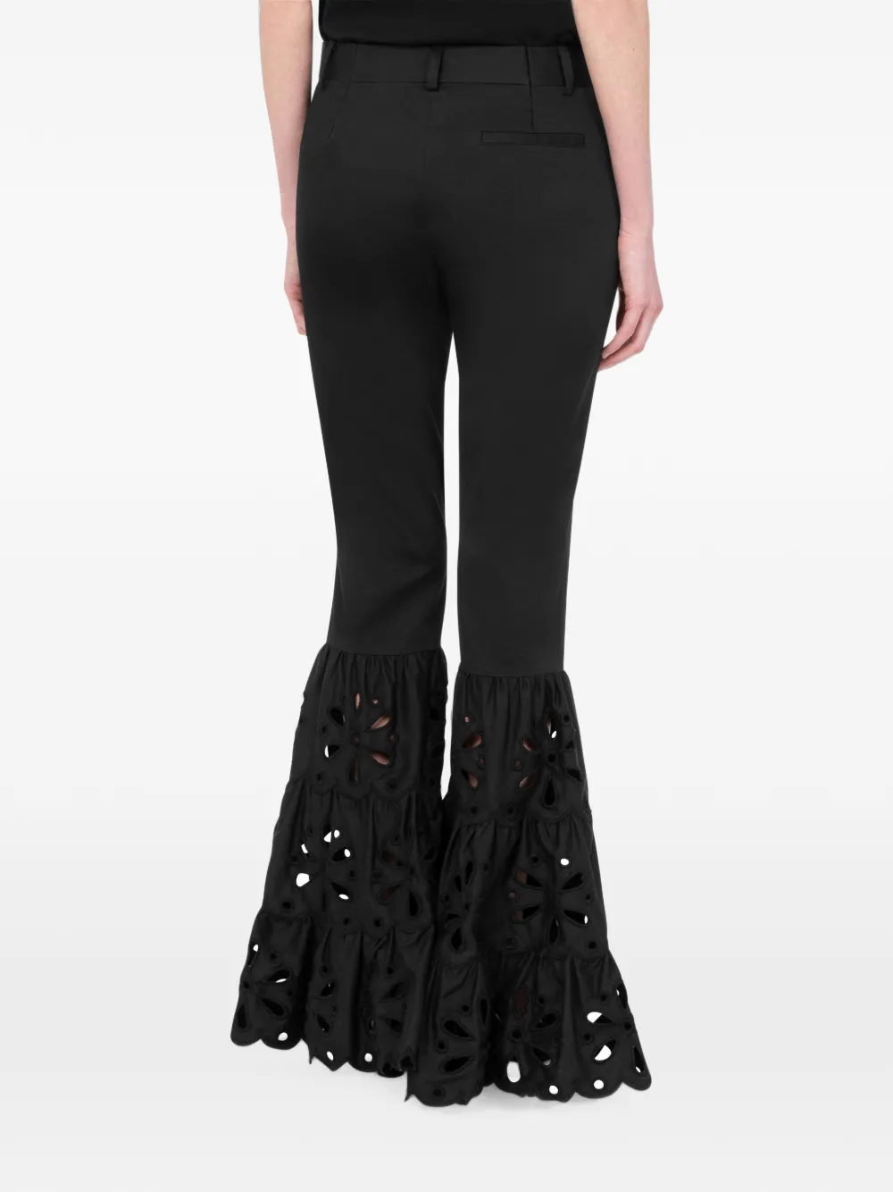 Moschino Broderie anglaise broek met gelaagde zoom Zwart