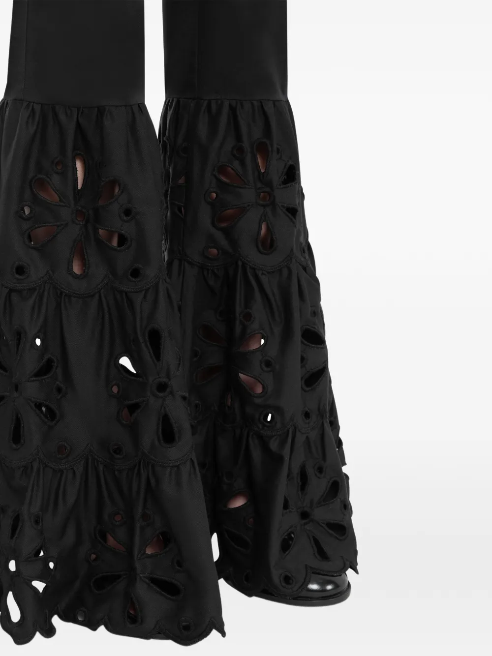 Moschino Broderie anglaise broek met gelaagde zoom Zwart