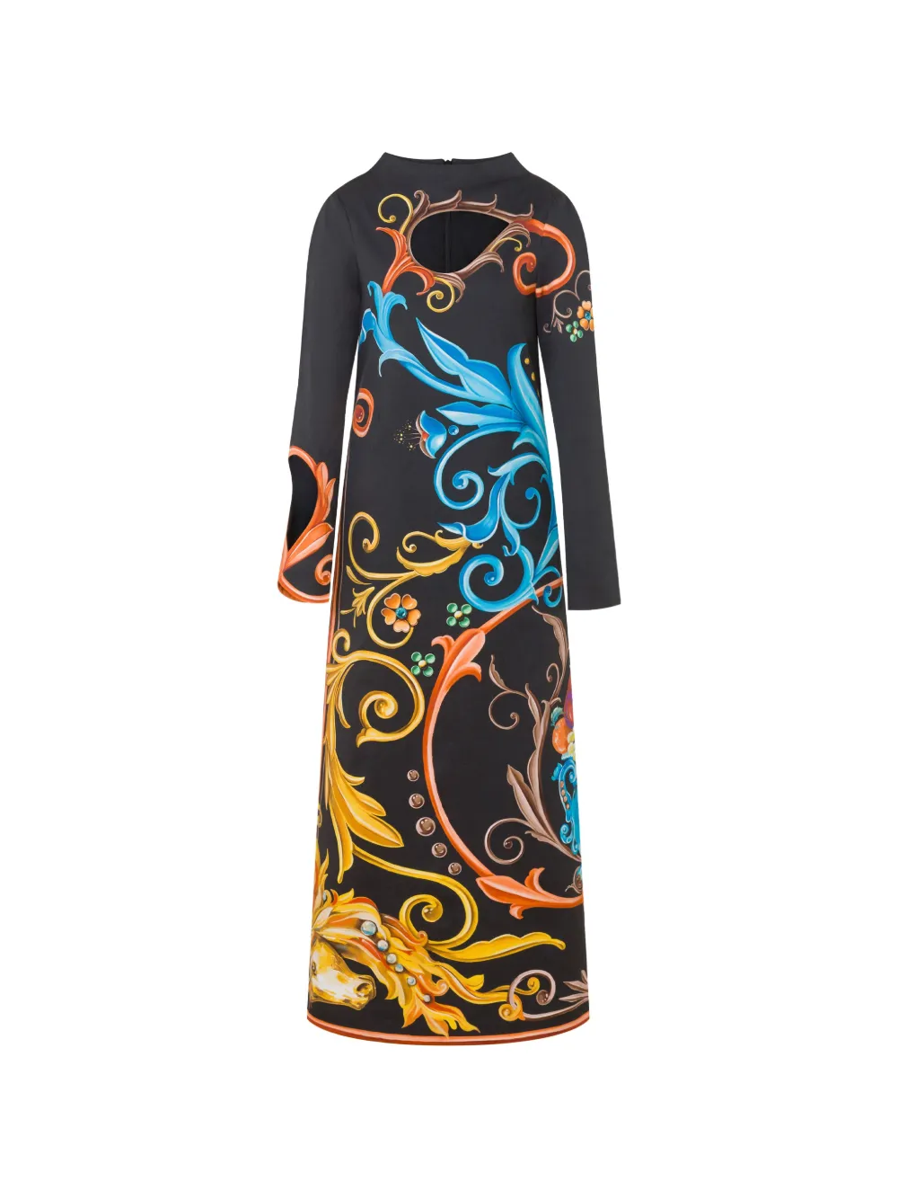 Moschino cut-out baroque-print maxi dress
