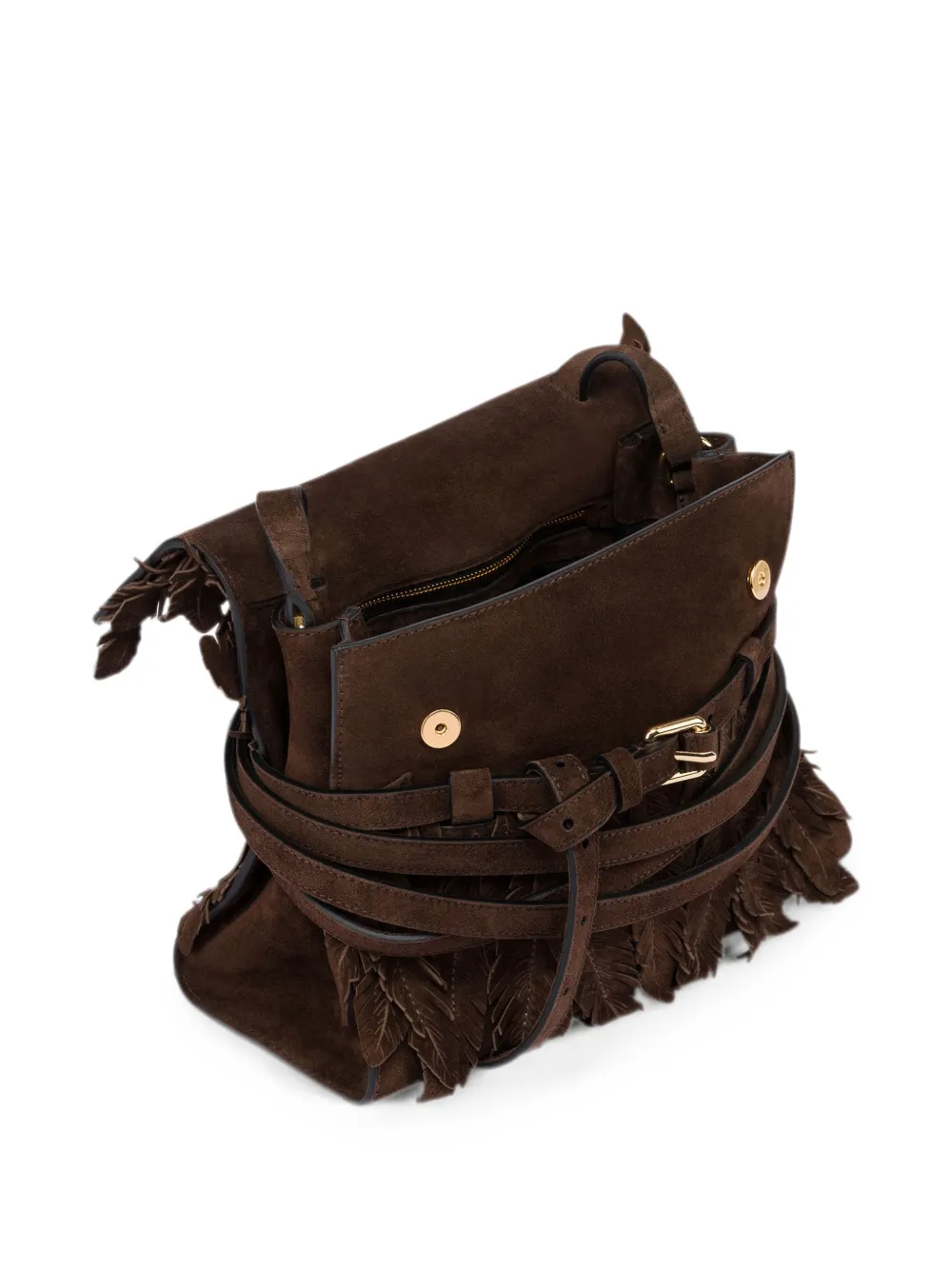 Moschino Shopper met veren-effect en gesp Bruin