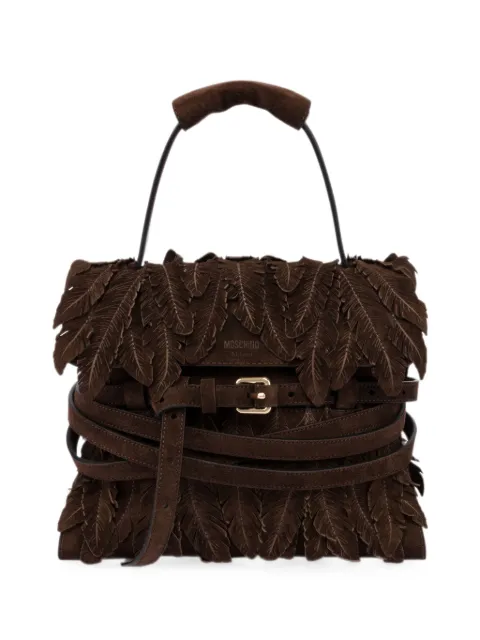 Moschino feather-effect buckled tote bag