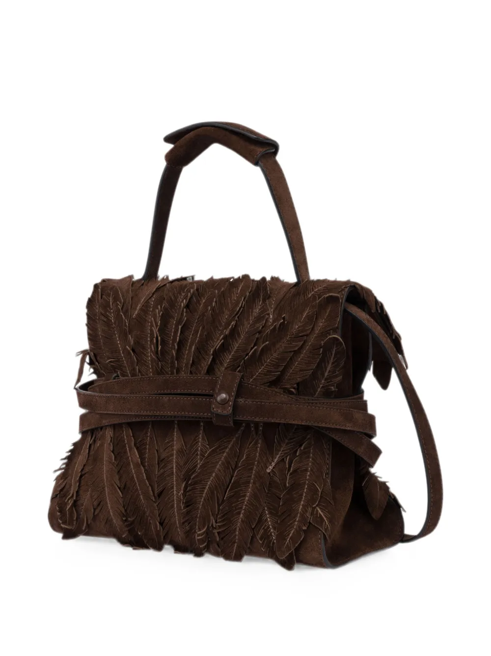 Moschino Shopper met veren-effect en gesp Bruin