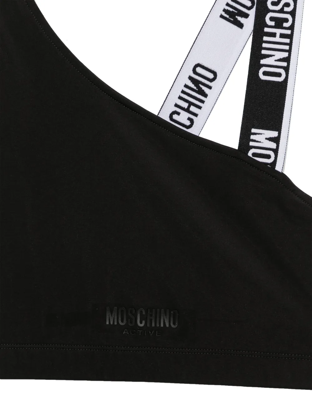 Moschino Asymmetrische sport-bh met logoband Zwart