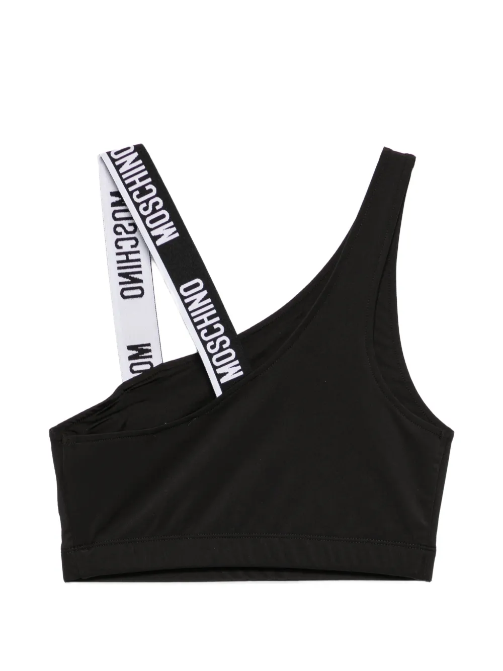 Moschino Asymmetrische sport-bh met logoband Zwart