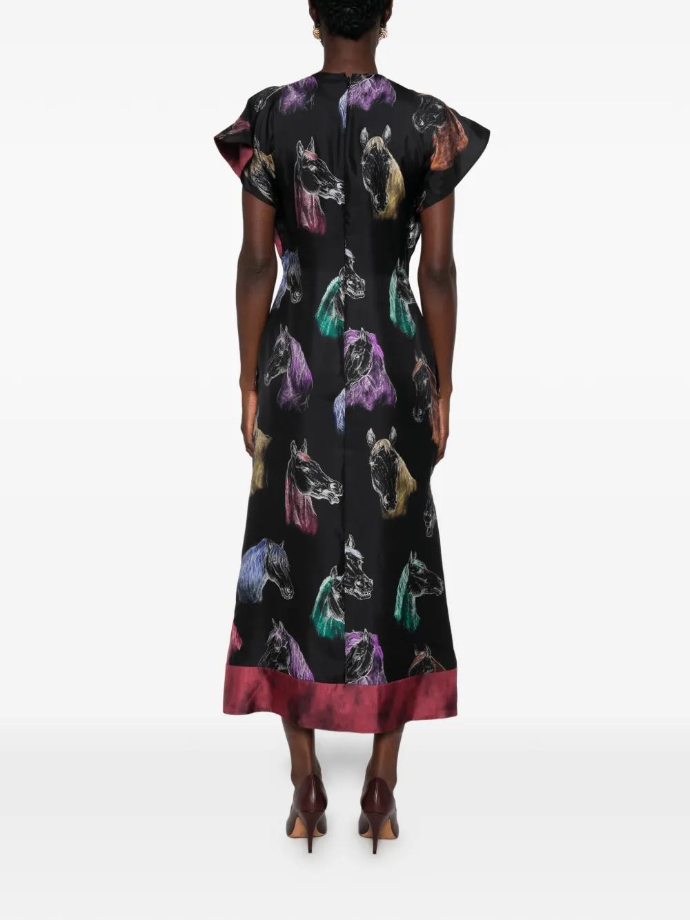 Moschino printed silk twill dress Zwart