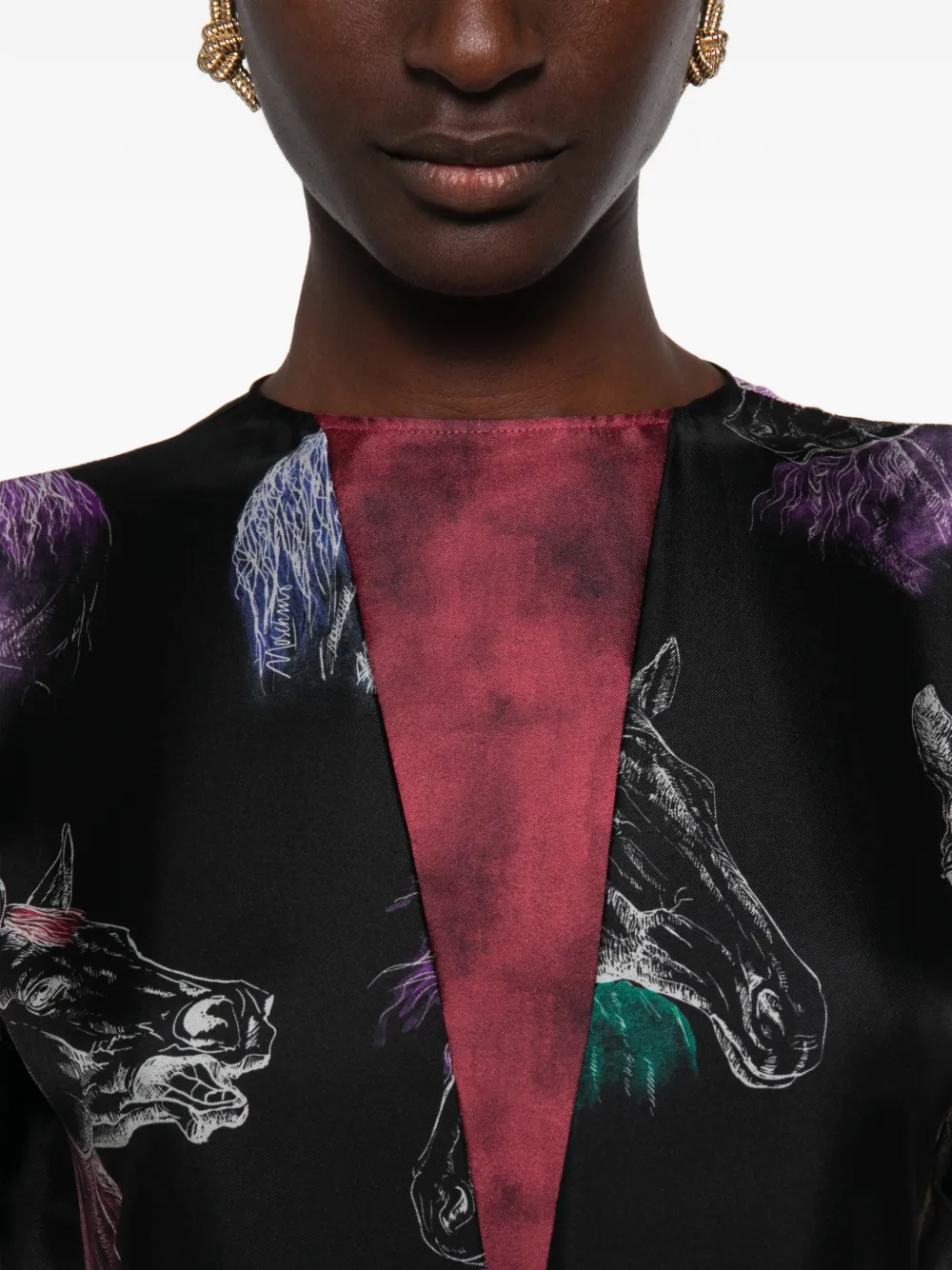 Moschino printed silk twill dress Zwart