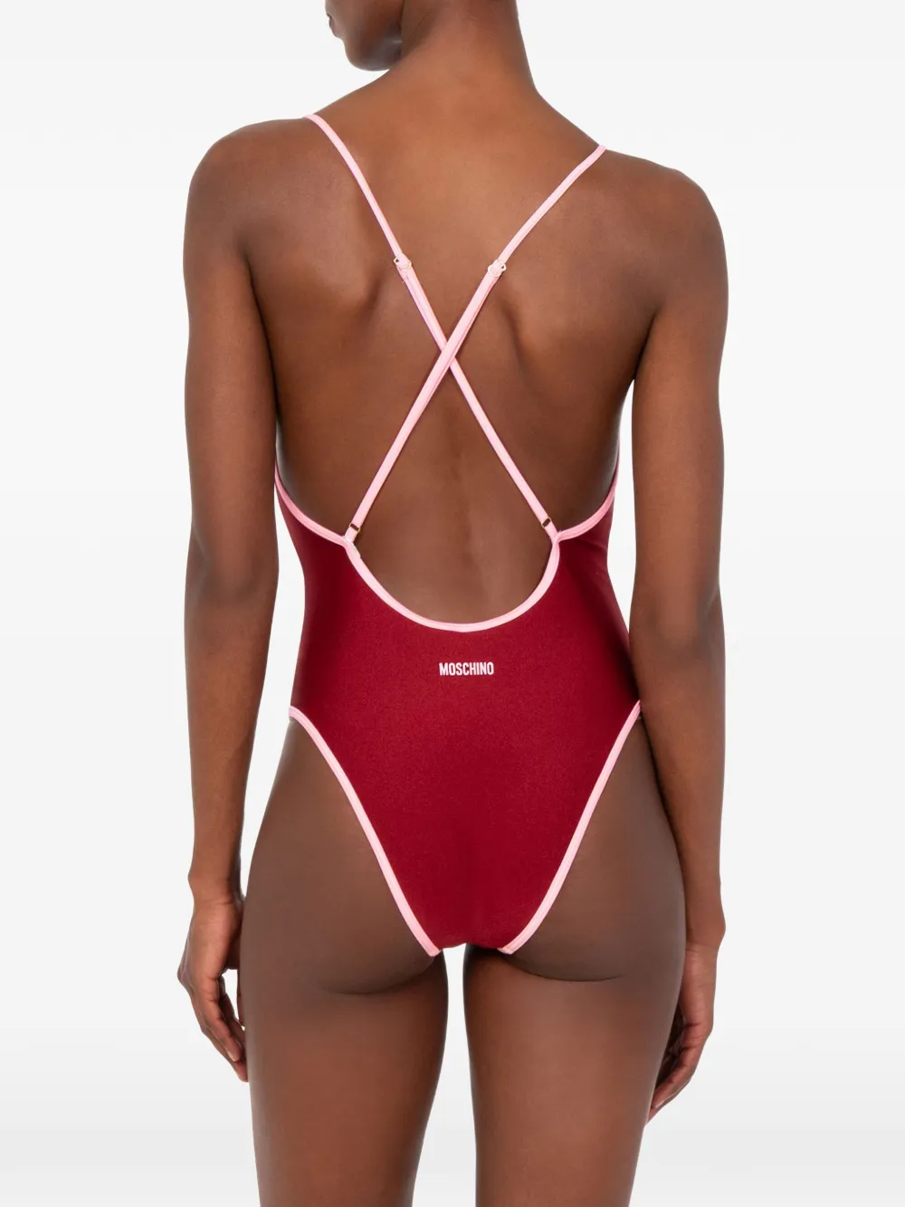 Moschino contrast-trim swimsuit Rood