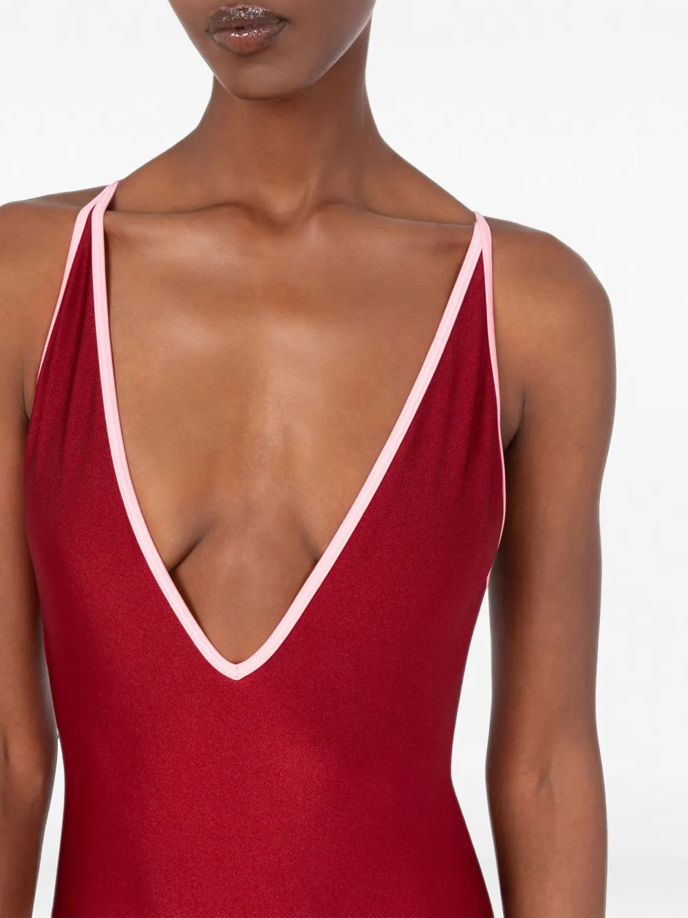 Moschino contrast-trim swimsuit Rood