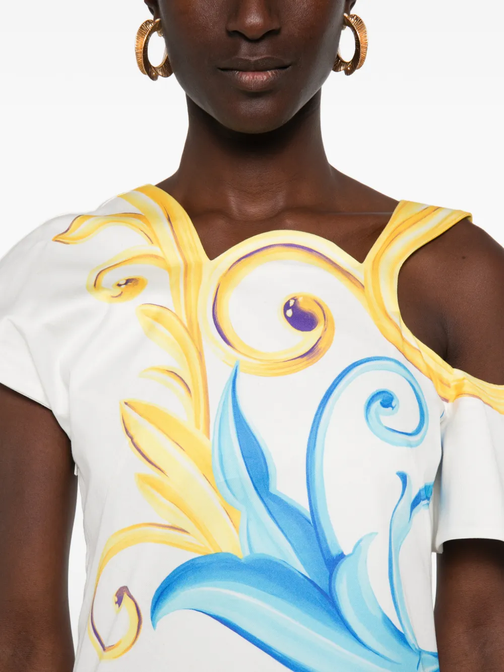 Moschino graphic-print cut-out maxi dress Wit