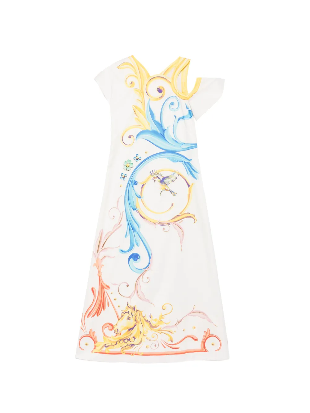 Moschino robe longue à imprimé graphique - Blanc Moschino robe longue à imprimé graphique - Blanc